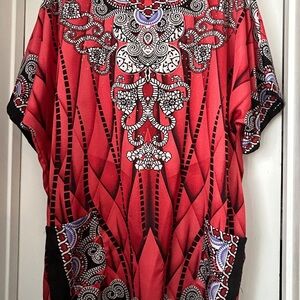 Red and Black Patterned Top